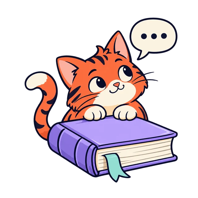 Un gato curioso se asoma sobre un diccionario.