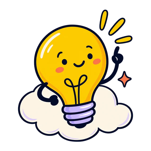 Una bombilla sonriente levanta la mano para compartir una idea.